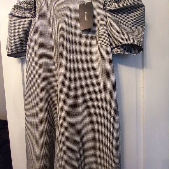 ZARA BLACK WHITE HOUNDSTOOTH DRESS NWT L - Picture 11 of 12